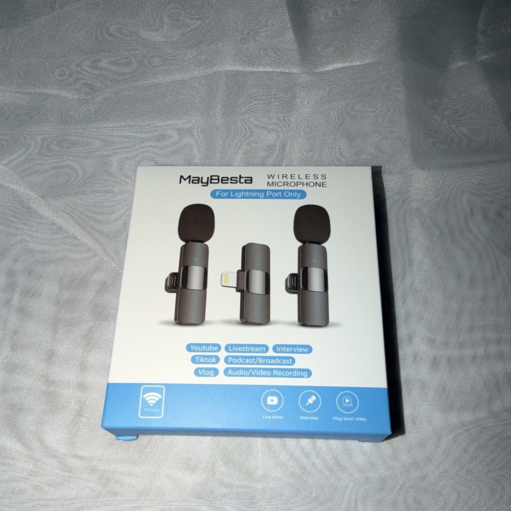 MAYBESTA Wireless Lavalier Lapel Microphone Compatible with iPhone/iPad
